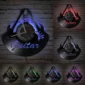 Wall-mounted clock shaped like a vinyl record with guitar silhouettes, illuminated in various colors.